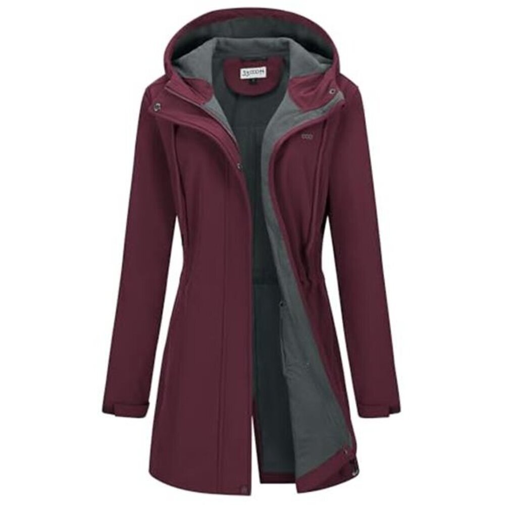 Cozy Softshell Jacket Women Fleece Lined Windproof Hood